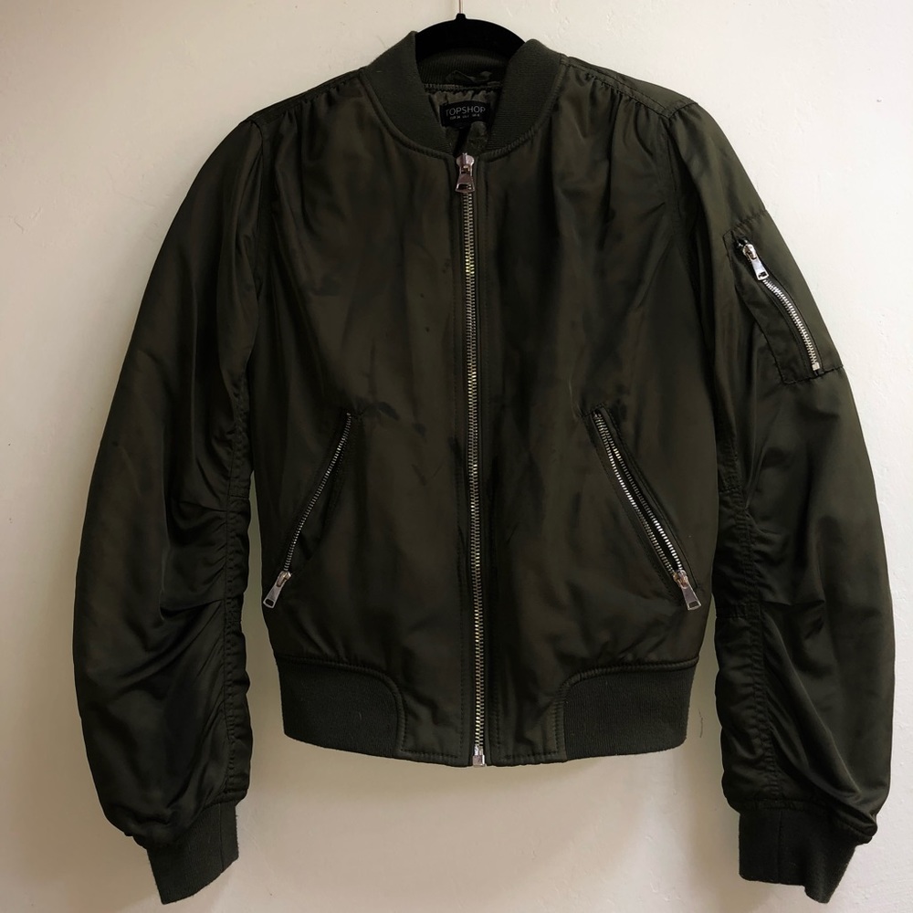 Dark green top shop bomber size 2